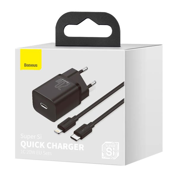 CЗУ Baseus Super Si Qick Charger 20W + Data Cable Type-c to Lightning (Black)