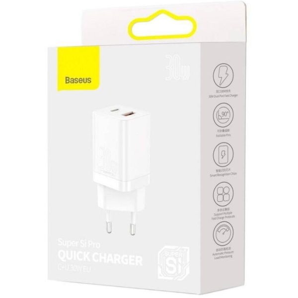 СЗУ Baseus Si Pro Qick Charger U+C 30W  (White)