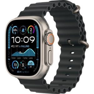 Apple Watch Ultra 2 Natural Titanium Case Ocean Band Loop 2024  (Black)