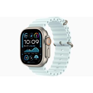 Apple Watch Ultra 2 Natural Titanium Case Ocean Band Loop 2024  (Ice Blue)