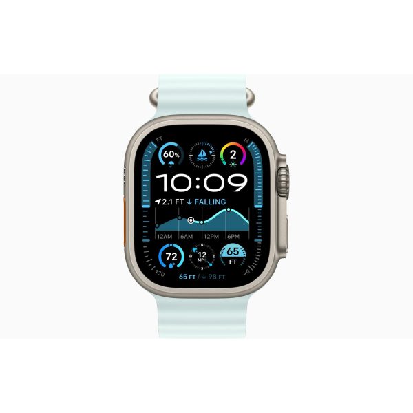 Apple Watch Ultra 2 Natural Titanium Case Ocean Band Loop 2024  (Ice Blue)