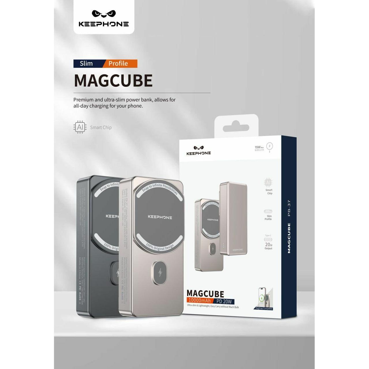 Keephone MagCube 20W Power Bank 10000mAh 10000mAh, с беспроводной зарядкой (Titan) Keephone MagCube 20W Power Bank 10000mAh 10000mAh, с беспроводной зарядкой (Titan)