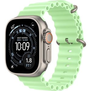 Apple Watch Ultra 3 Natural Titanium Case Ocean Band Loop 2025  (Neon Green)