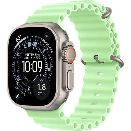 Apple Watch Ultra 3 Natural Titanium Case Ocean Band Loop 2025 (Neon Green) Apple Watch Ultra 3 Natural Titanium Case Ocean Band Loop 2025 (Neon Green)
